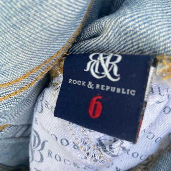 Rock & Republic Women's Distressed Denim Bermuda Shorts Size 6 Blue - Picture 11 of 13